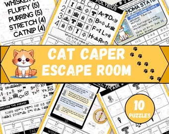 Cat Escape Room for Kids, Printable Escape Room Kit, Birthday Party Games, DIY Escape Room for Kids Birthday Party, Kids Puzzle Game