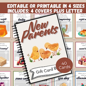 New Parents Gift Card Book Editable or Printable, Baby Shower Gift Idea, New Baby Gift Card Book, First Time Parent Gift, Mom To Be Gift