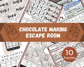 Chocolate Escape Room, Chocolate Party Games, Printable Escape Room Kit, DIY Escape Room for Kids Birthday Party, Kids Puzzle Game