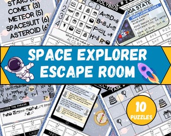 Space Escape Room for Kids, Printable Escape Room Kit, Birthday Party Games, DIY Escape Room for Kids Birthday Party, Kids Puzzle Game