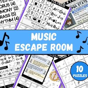 Music Escape Room for Kids, Printable Escape Room Kit, Birthday Party Games, DIY Escape Room for Kids, Kids Puzzle Game, Classroom Activity