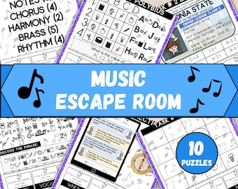 Music Escape Room for Kids, Printable Escape Room Kit, Birthday Party Games, DIY Escape Room for Kids, Kids Puzzle Game, Classroom Activity