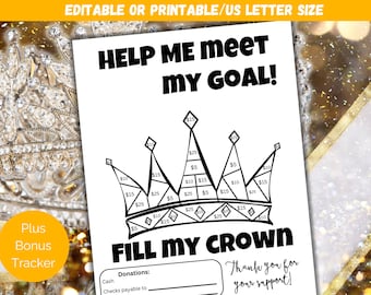 Editable Fill My Crown Fundraiser Template, Pageant Fundraiser Flyer, Color My Crown Fundraising Form for pageant, homecoming, prom