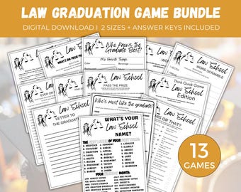 Law School Graduation Game Bundle, 13 Printable Lawyer Graduation Games, Lawyer Birthday Game, Law Grad Party Activity, Grad Party Games