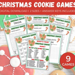 Christmas Cookie Game Bundle, 9 Christmas Cookie Exchange Party Games, Printable Christmas Party Game, Holiday Cookie Swap for kids + adults