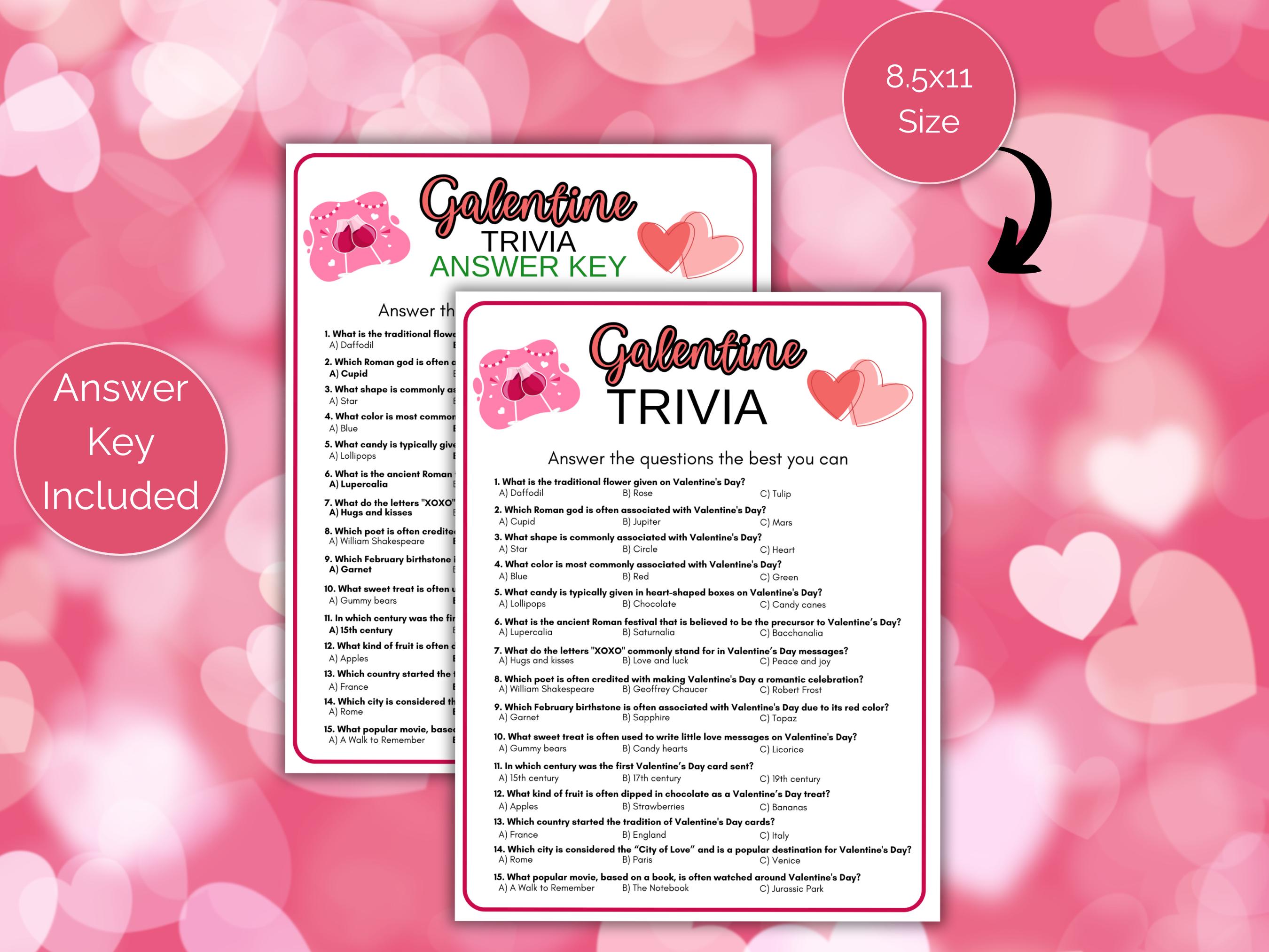 Galentines Day Trivia Game, Printable Galentine Day Quiz, Galentine's ...