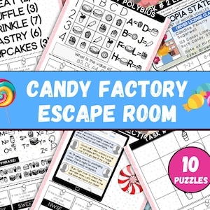 Candy Factory Escape Room Game, Printable Candy Themed Escape Room Kit, DIY Escape Room for Kids or Tweens, Birthday Party Games