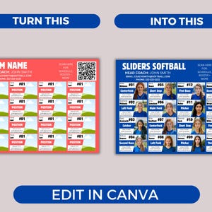 Editable 16 Player Team Roster Template, Customizable Travel Team ...