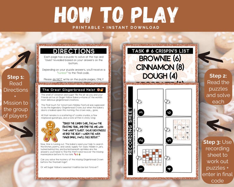 Gingerbread Escape Room for Kids, Printable Escape Room Kit, Christmas ...