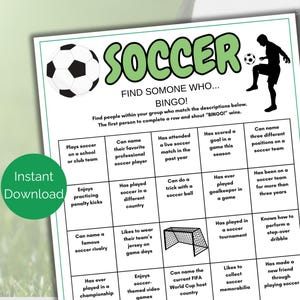 Juego de fútbol para encontrar a alguien, juego de bingo para mezclar y mezclar con amigos, juego para romper el hielo en una fiesta de observación de fútbol, juego de cumpleaños de fútbol, juego de equipo de fútbol