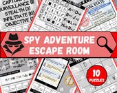 Spy Adventure Escape Room for Kids, Printable Escape Room Kit, Birthday Party Games, DIY Secret Agent Escape Room for Kids Birthday Party