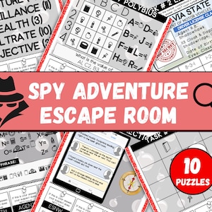 Spy Adventure Escape Room for Kids, Printable Escape Room Kit, Birthday Party Games, DIY Secret Agent Escape Room for Kids Birthday Party