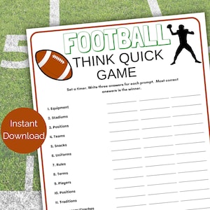 Voetbal Denk snel, voetbalfeestspel, feestactiviteit achterklep, voetbalverjaardagsfeestje, voetbalhorloge-feestje