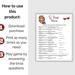 Wine Trivia Game, Wine Quiz, Printable Wine Party Game for Adults, Wine ...