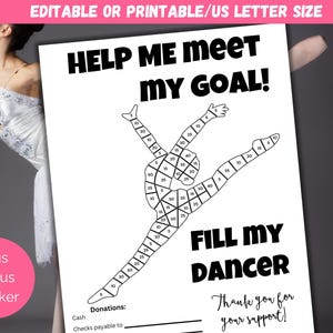 Editable Fill My Dancer Fundraiser Template, Dance Fundraiser Flyer, Dance Team Sponsor My Season,Color My Dance Competition Fundraiser For,