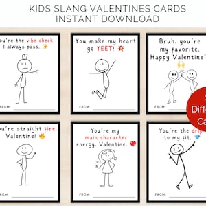 Slang Kids Valentines Day Cards, Printable Funny Classroom Valentine, Funny Tween Valentines, Teen Valentines, Funny School Valentines Card