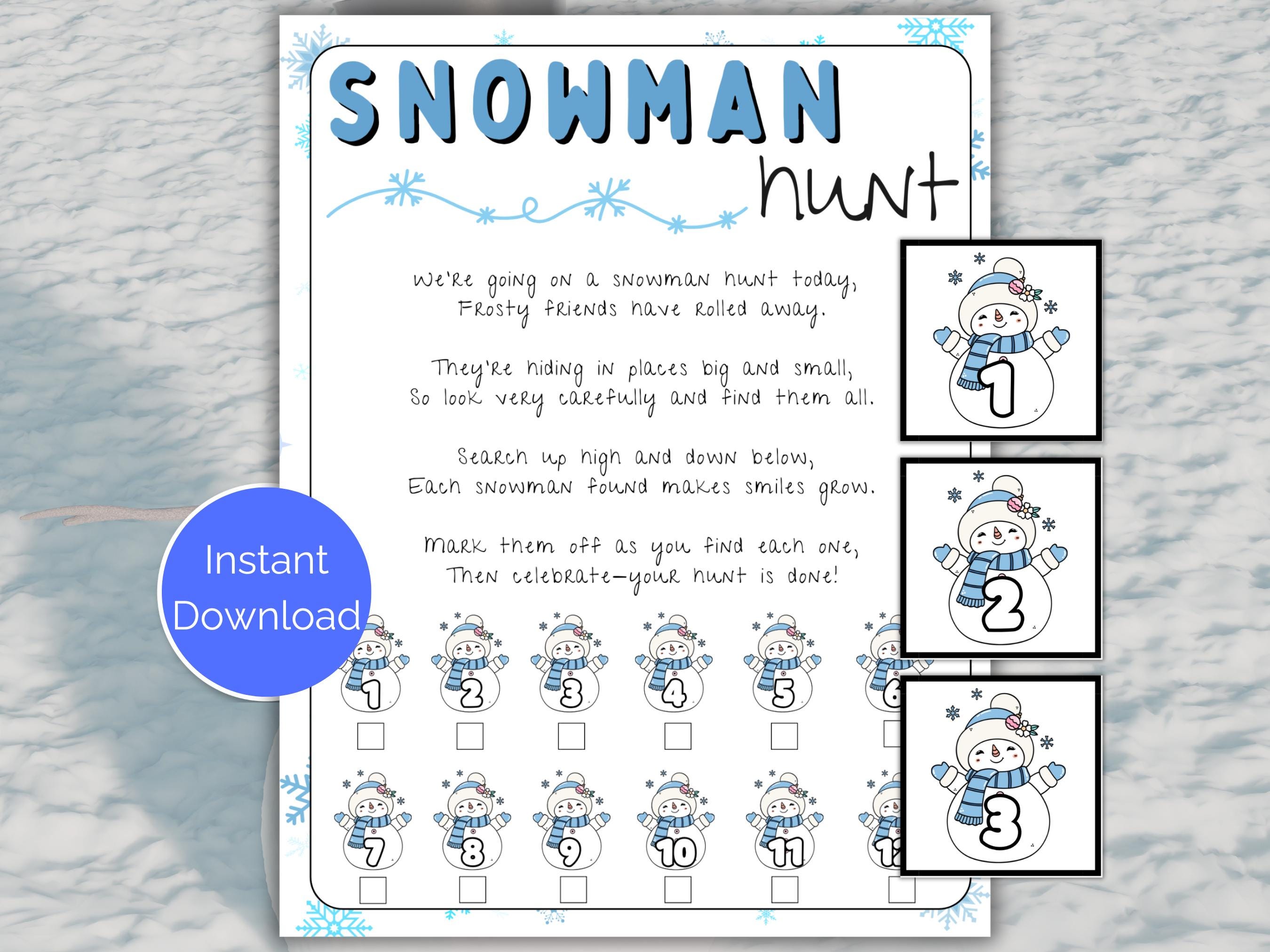 Snowman Scavenger Hunt for Kids, Printable Winter Scavenger Hunt ...