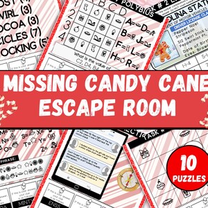 Candy Cane Escape Room for Kids, Printable Escape Room Kit, Christmas Party Games, DIY Escape Room for Kids Holiday Party, Kids Puzzle Game