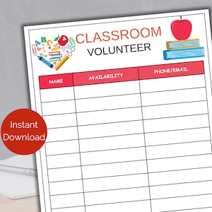 Lista de inscrição para voluntários da sala de aula, Formulário de inscrição para pais representantes de turma (para imprimir), Lista de inscrição para professores voluntários, Lista de pais voluntários para auxiliar na sala de aula