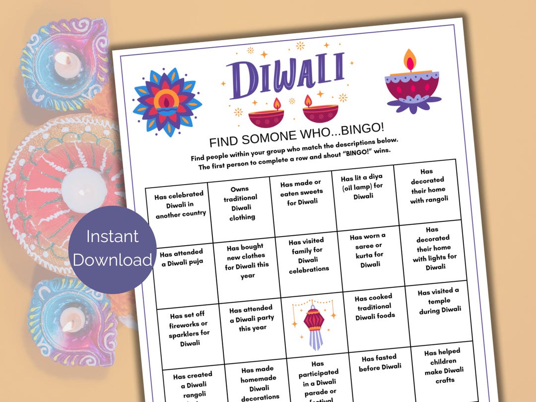 Diwali Find Someone Who Game, Festival of Lights Party Mix and Mingle ...