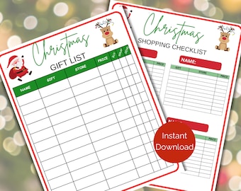 Christmas Shopping Gift List, Printable Christmas Gift Tracker, Christmas Gift Planner, Holiday Present List, Christmas Gift Budget Tracker