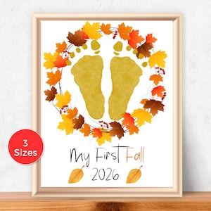 My First Fall Handprint Art, Fall Handprint Craft for baby, Fall Footprint Craft, Autumn Footprint Art, Handprint Keepsake Babies Fall Craft