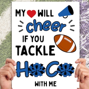 Editable Cheer + Football Homecoming Proposal Sign, Printable HOCO Poster Proposal Idea, Football + Cheerleading Theme HOCO Proposal