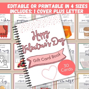 Livre de cartes-cadeau pour la Saint-Valentin modifiable ou imprimable, porte-cartes pour la Saint-Valentin, remerciements pour les enseignants de la Saint-Valentin, cadeau de la Saint-Valentin pour meilleure amie
