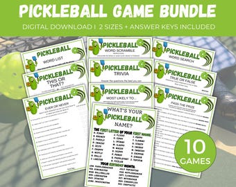 Pickleball Game Bundle, 10 Pickleball Party Activity, Printable Pickleball Game, Pickleball Birthday Game, Pickleball Idea,Pickleball Trivia
