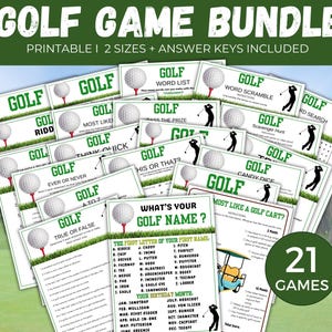 Golf Game Bundle, 21 Printable Golf Party Games, Golf Team Party Game, Golf Birthday Party Activity, Golf Trivia Games, Golf Watch Party