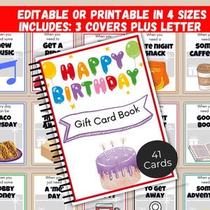 Birthday Gift Card Book Editable or Printable, Gift Card Holder for teens or adults, Last Minute Gift Idea for Birthday, 21st Birthday Gift