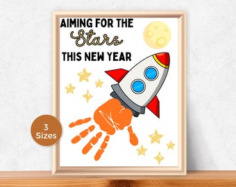 New Years Rocket Handprint Art, 2026 New Years Handprint Craft for toddlers, New Years Keepsake, Handprint Poem, Happy New Year Activity