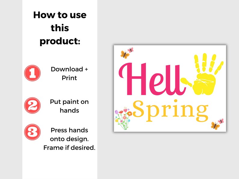 Hello Spring Hand Print Spring Handprint Art Bundle, Spring Handprint Craft for Toddlers ...