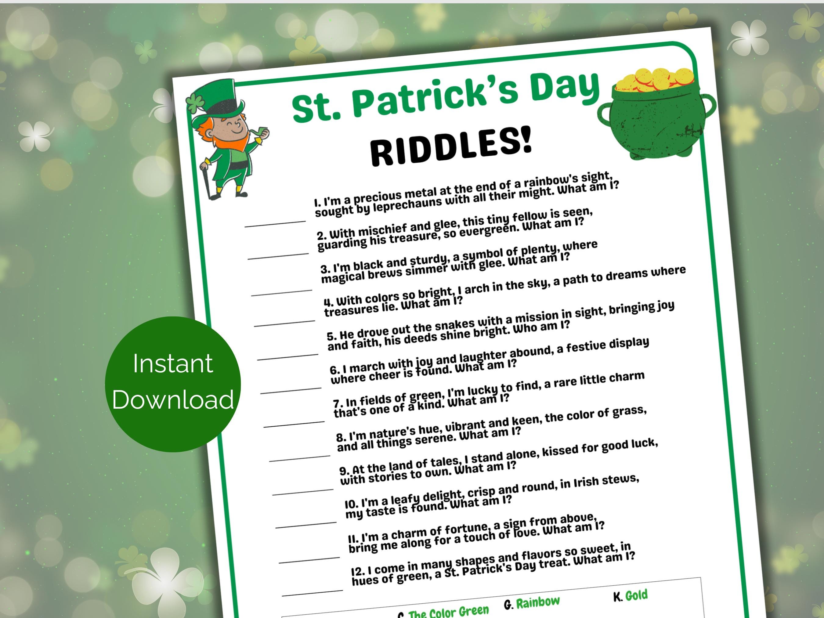 St Patricks Jokes, Printable St Patricks Day Riddles, St Patricks Day ...