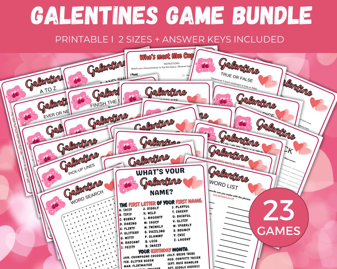 Galentines Game Bundle, 23 Printable Galentines Day Games, Ladies Night ...