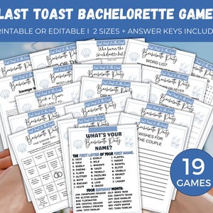 Last Toast on the Coast Bachelorette Game Bundle, 19 druckbare oder bearbeitbare Bachelorette Party Spiele, Hen Party Spiele, Küstenbrautspiele