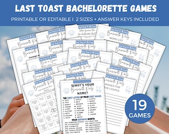 Last Toast on the Coast Bachelorette Game Bundle, 19 Printable or Editable Bachelorette Party Games, Hen Party Games, Coastal Bridal Games