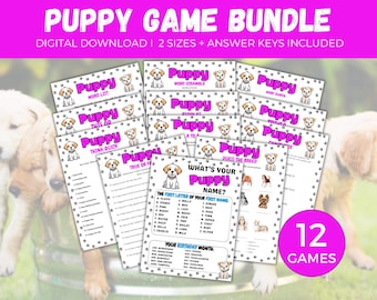 Jeux de société pour chiens, Jeux de chiots, Fête d'adoption de chien, Imprimable fête d'anniversaire de chien, Activités de fête de chien, Jeux de fête pour l'adoption de chiots