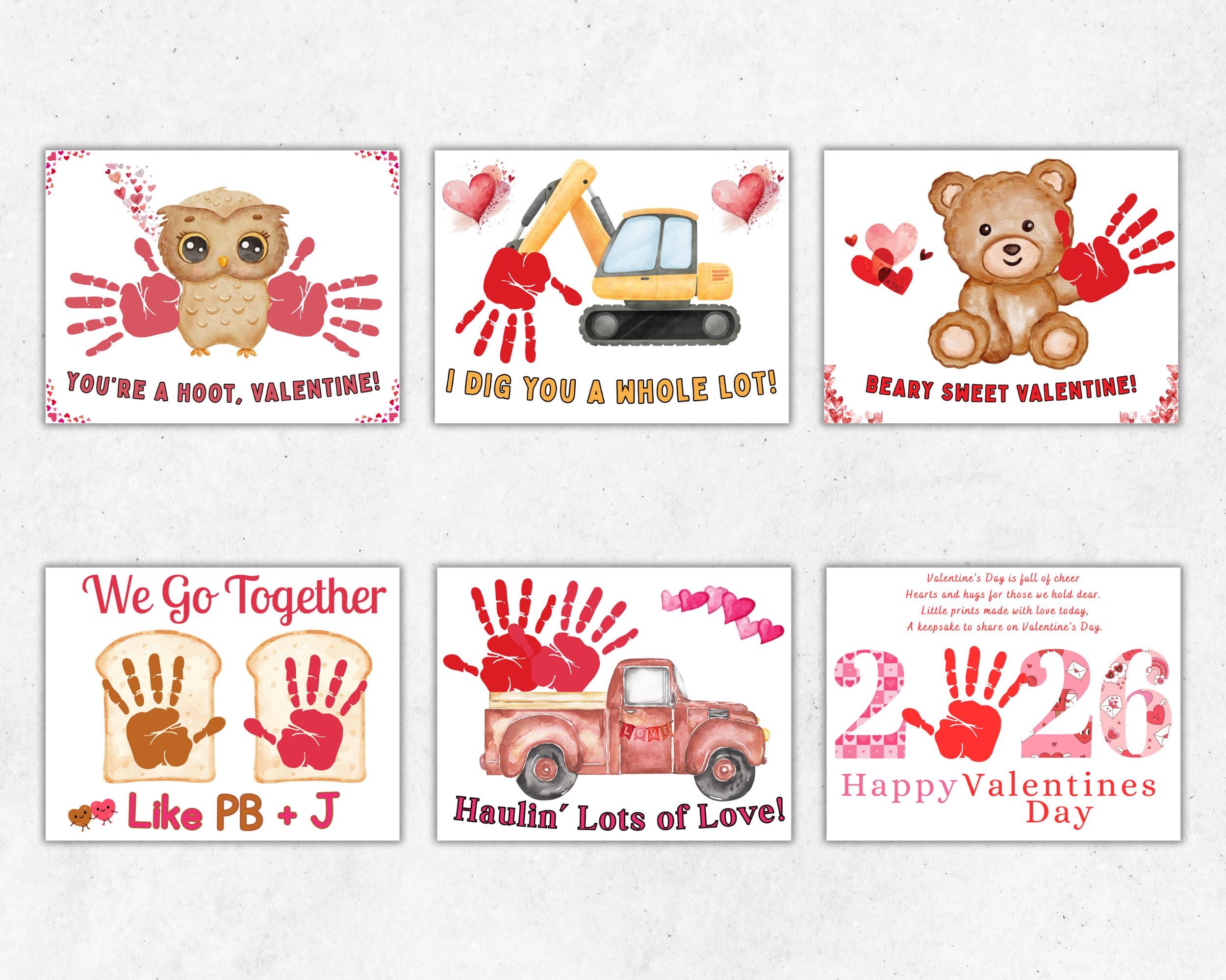 Valentines Handprint Art Bundle, Valentine's Day Handprint Craft for ...