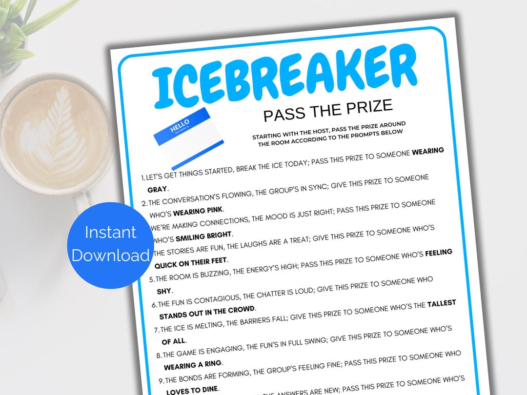 Icebreaker Pass the Prize Printable Icebreaker Pass the Parcel Game Icebreaker Pass the Prize Printable Icebreaker Pass the Parcel Game