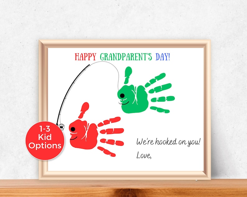 Fish Grandparents Handprint Art up to 3 Kids, Grandparents Day Fish ...