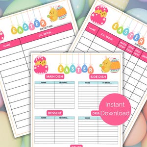 Easter Potluck Sign Up Sheet, Printable Easter Party Potluck Sign Up Form, Easter Class Party Food Sign Up Sheet, Easter Party Sign up Page
