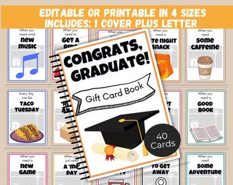 Graduation Gift Card Book Editable or Printable, Last Minute Gift for Grad, High School Graduation Gift, College Graduation Gift Card Holder
