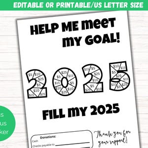 Editable Fill My 2025 Fundraiser Template, Fundraiser Flyer, Sport Sponsor My Season, Color My Fundraising Form for church, school, sports