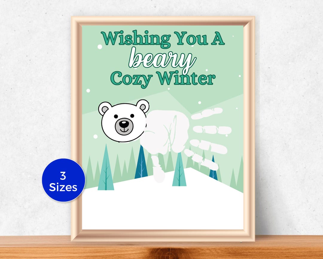 Polar Bear Handprint Art, Winter Handprint Craft for Toddlers Kids and ...