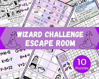 Zauberer Escape Room Spiel für Kinder, Druckbares Escape Room Kit, Zauberer Partyspiele, DIY Escape Room für Kindergeburtstagsparty, Kinderpuzzlespiel