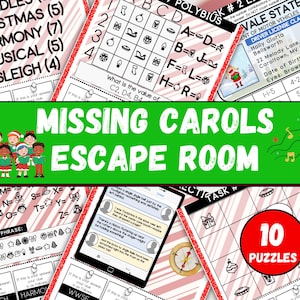 Christmas Carol Escape Room Game, Printable Christmas Escape Room for kids + tweens, DIY Escape Room at Home, Christmas Party Game