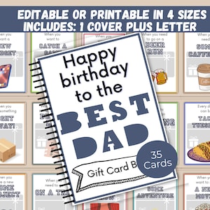 Dad Birthday Gift Card Book Editable or Printable, Gift Card Holder for Dad, Last Minute Gift for Dad Birthday, DIY Birthday Gift for Dad