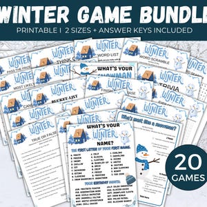 Winter Party Game Bundle, 20 Printable Winter Games, Winter Activities for kids + adults, Winter Classroom Party, Office Winter Games