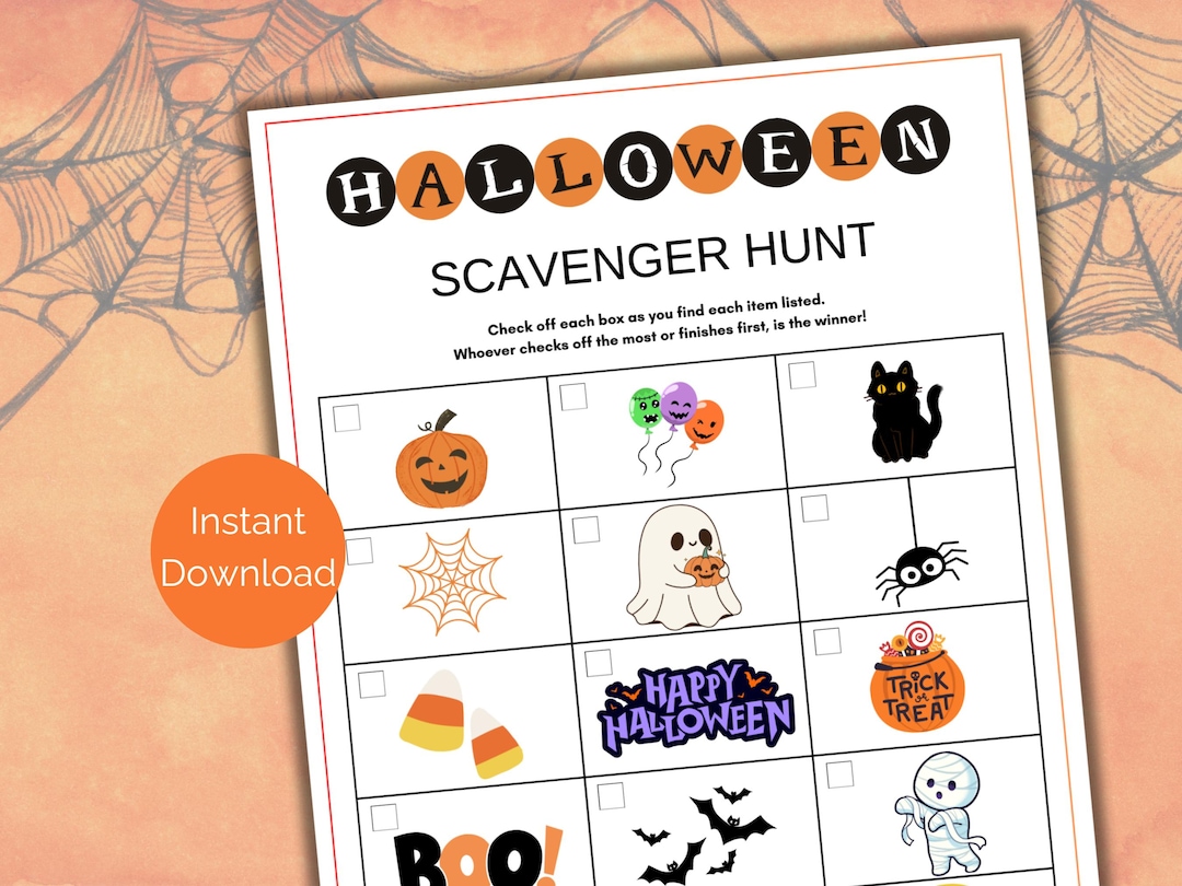 Halloween Scavenger Hunt for Kids, Printable Halloween Treasure Hunt ...